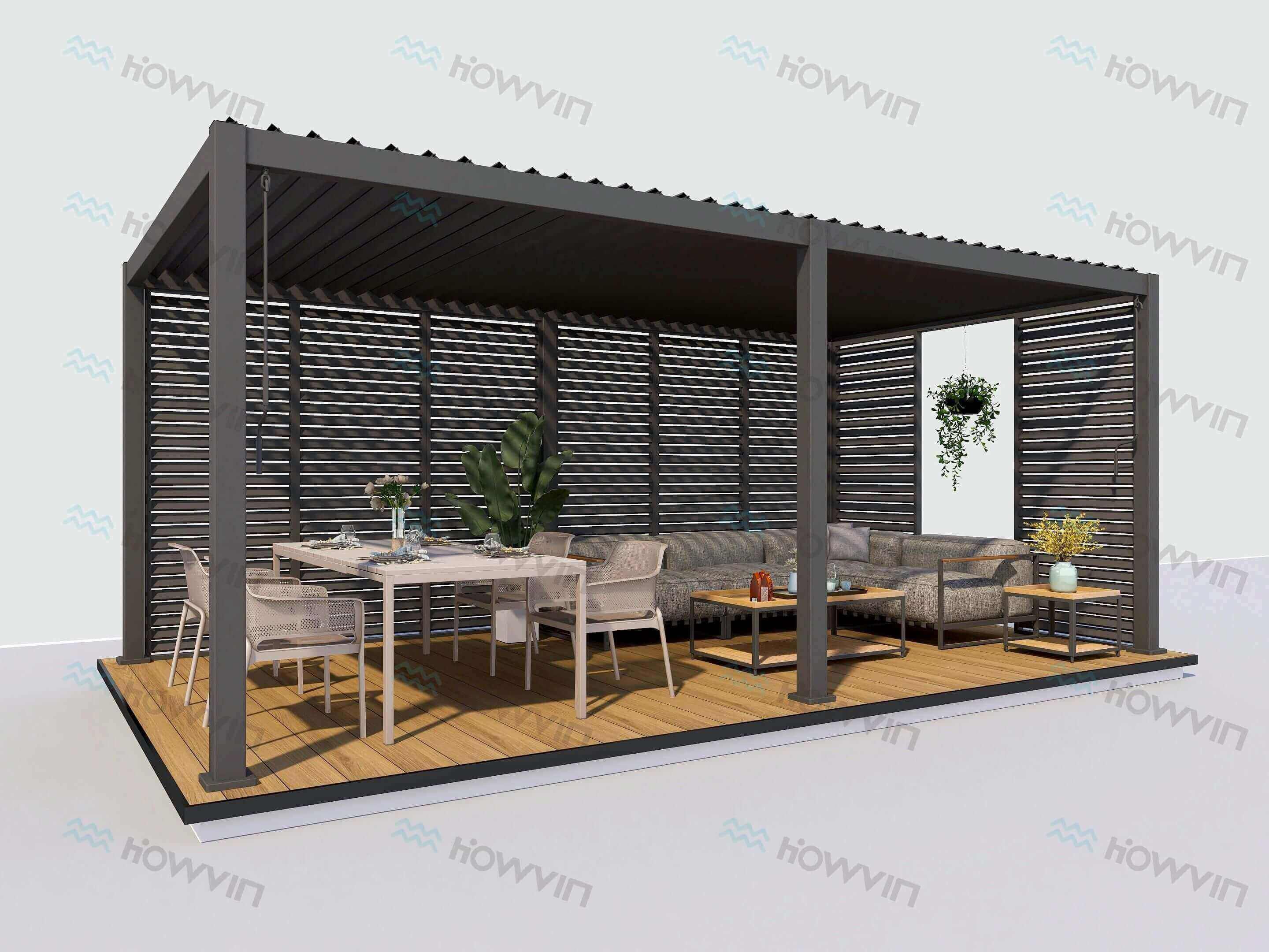 New Patio Pergola with Fence-Black