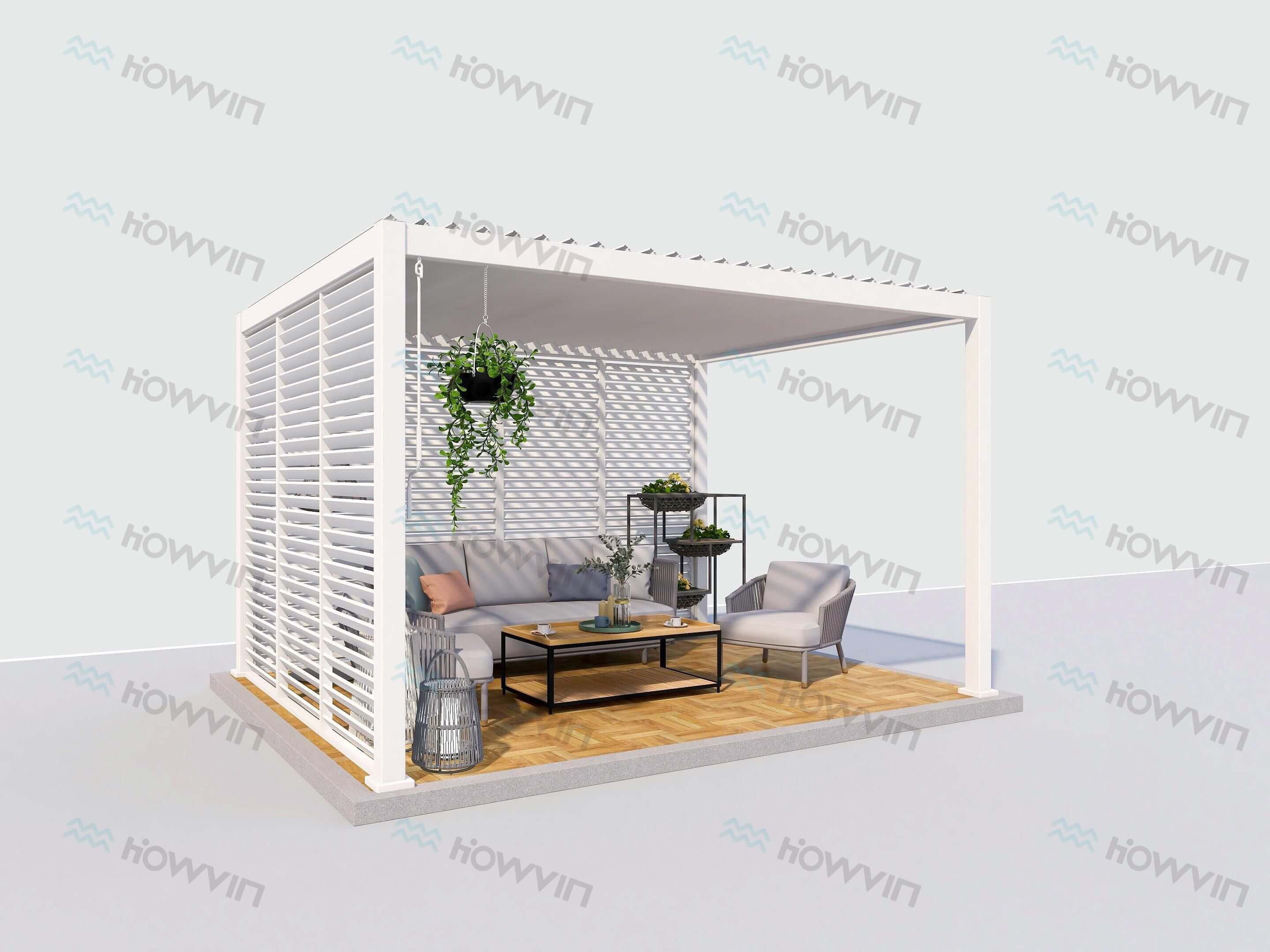 Terrace Pergola with Fence