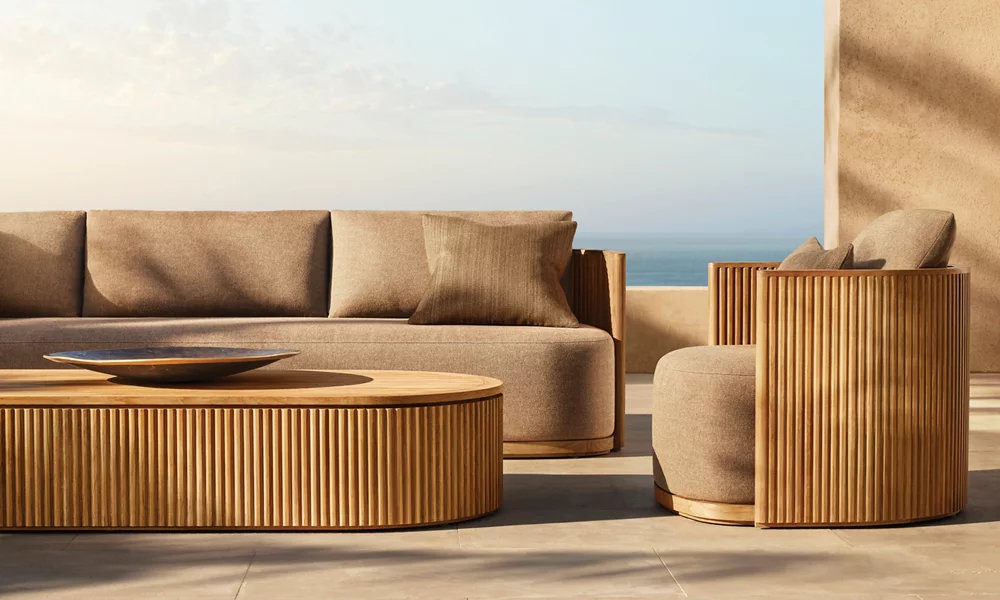 Premium Bayron Teak Ochiq divan to'plami|Howvin mebellari