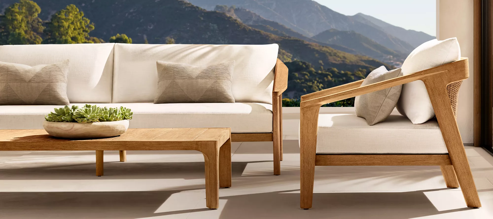 Malta Teak Ochiq mebel to'plami|Oʻrta{0}}Veranda oʻtiradigan joy